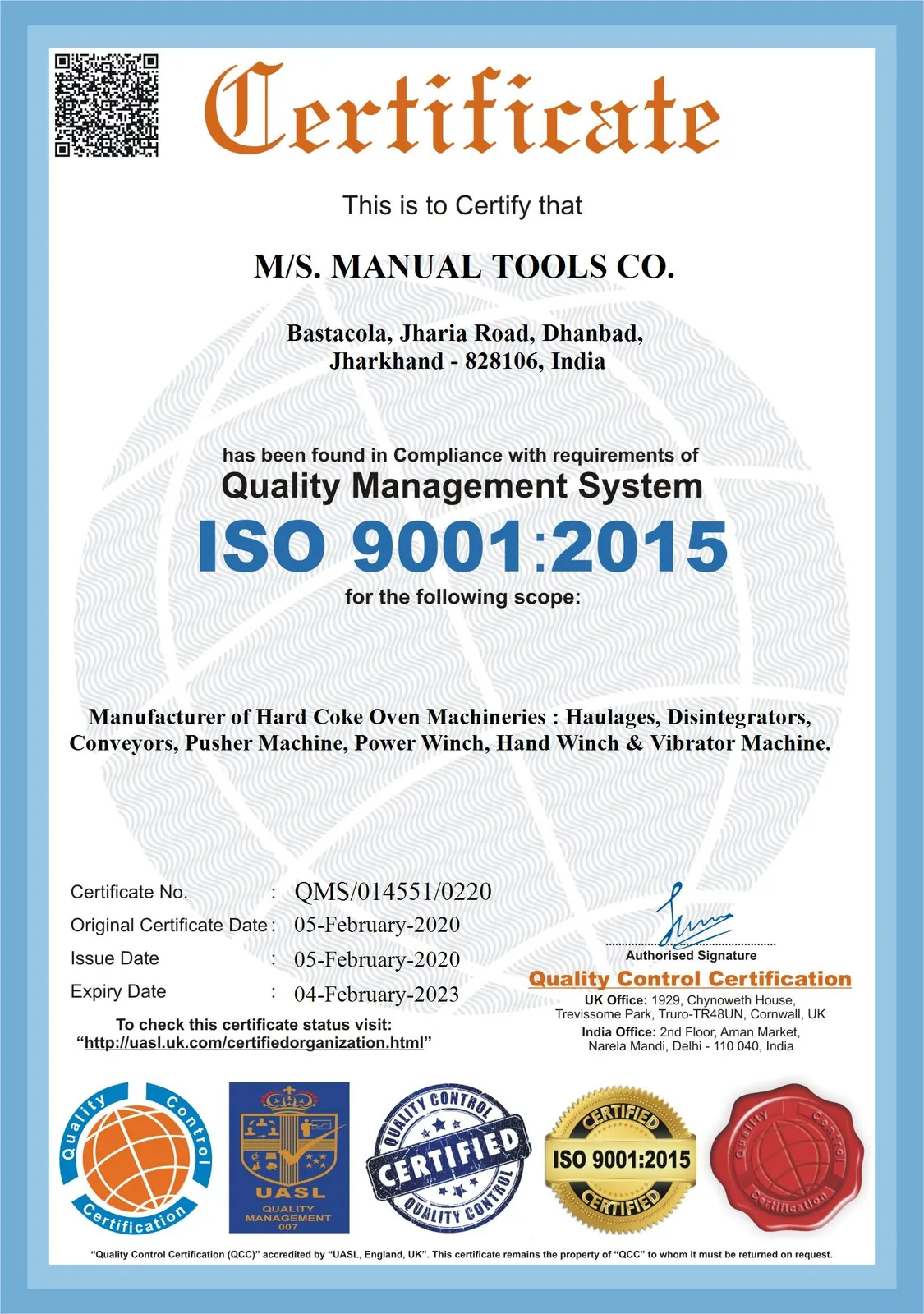 ISO 9001:2015 Certificate